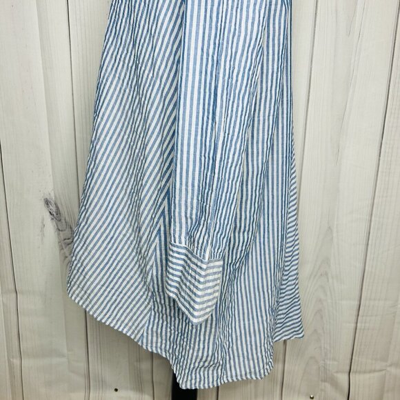 Habitat Clothes To Live In Button Up Blouse Crinkle Blue White Striped Size XS - Picture 6 of 12